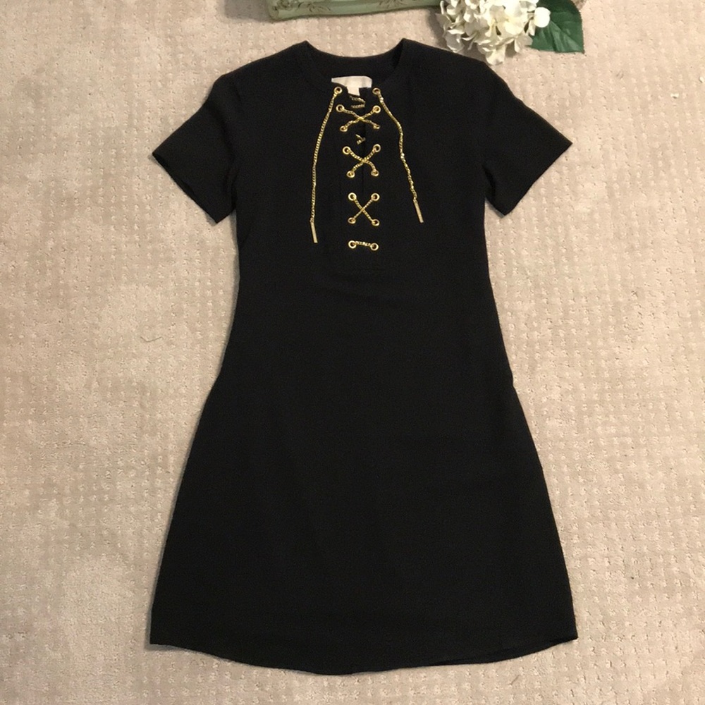 Michael Kors Black Dress with Gold Accents